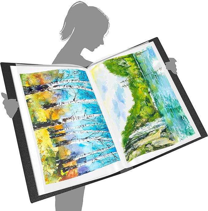 Presentation Book 40 Clear Pockets Sleeves Protectors Art Portfolio Clear Book for Artwork, Report Sheet, Letter (Can Accommodate 24.2 X 18.4inch)