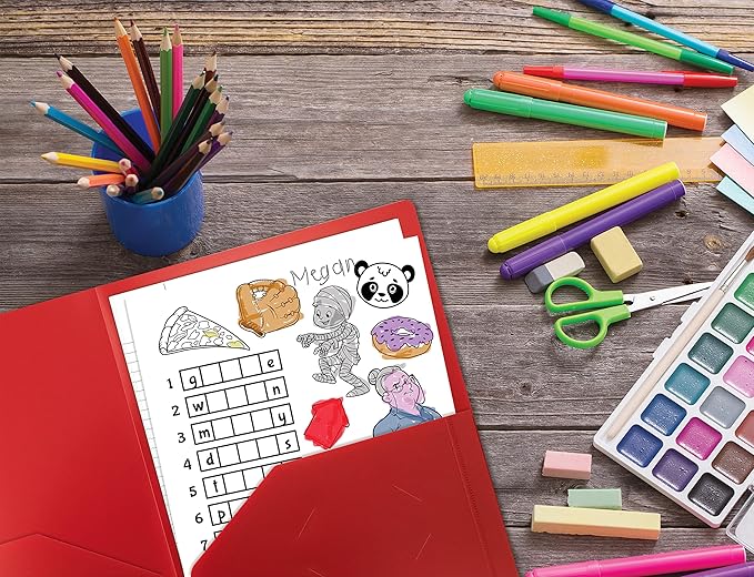 Better Office Products Heavyweight Plastic 2 Pocket Portfolio Folder, Letter Size Poly Folders 24 Pack (Red)