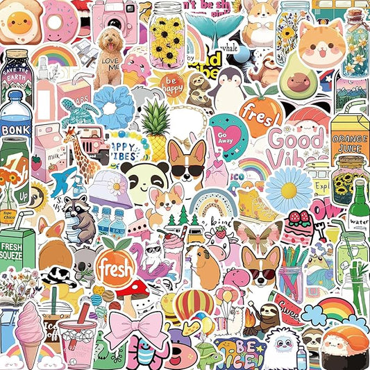 120Pcs Water Bottle Stickers for Kids, Cute Sticker Waterproof Aesthetic Vinyl Laptop Sticker for Kid Teens Girls Adults Students
