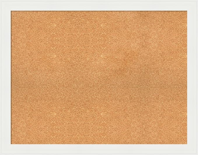 Amanti Art Natural Cork Board for Wall, 29x37 Vision Board with White Frame, Large Corkboard Office Decor for Home Organization, Casual Corkboard Pinboard to Display Items for Home Organization in