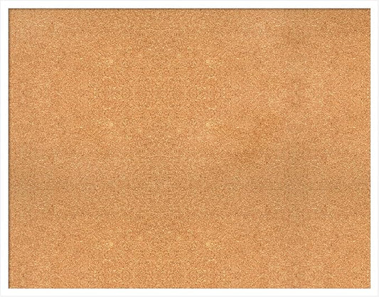 Amanti Art Natural Cork Board for Wall, 29x37 Vision Board with White Frame, Large Corkboard Office Decor for Home Organization, Modern Corkboard Pinboard to Display Items for Home Organization in