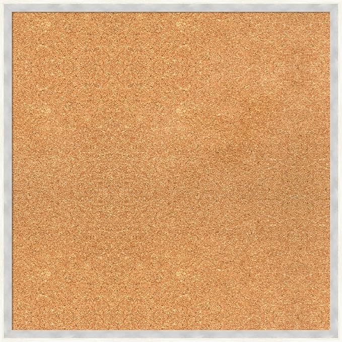 Amanti Art Natural Cork Board for Wall, 23x23 Vision Board with White Frame, Medium Corkboard Office Decor for Home Organization, Modern Corkboard Pinboard to Display Items for Home Organization in