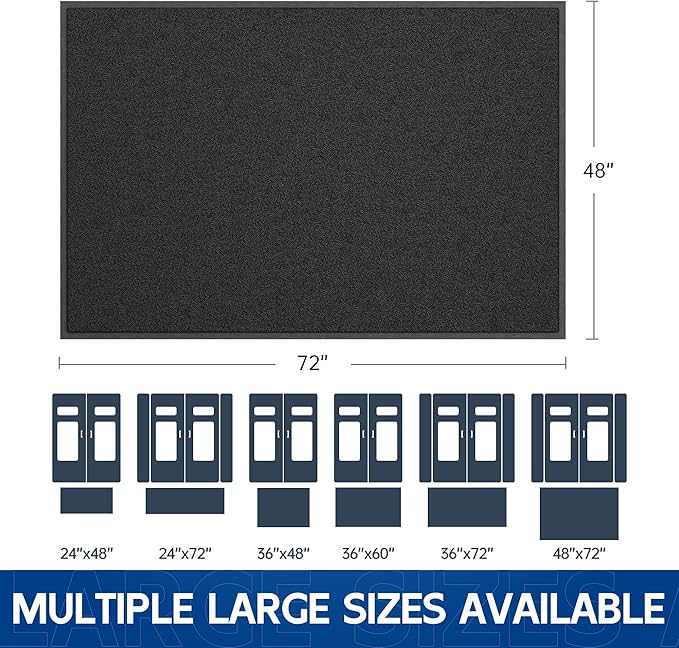 Sturdy Front Door Mat, 72" x 48" Heavy Duty Indoor Outdoor Doormat for Entryway, Fade Resistant, Waterproof Low Profile Entry Mat, Non Slip Welcome Mat for Outside Entrance, Patio, Home
