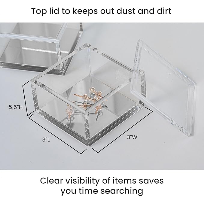 OfficeGoods 3-Tier Stackable Acrylic Holder- Stylish Desk Organizer and Storage for Office or Home – Transparent Square Design with Silver Metal Base