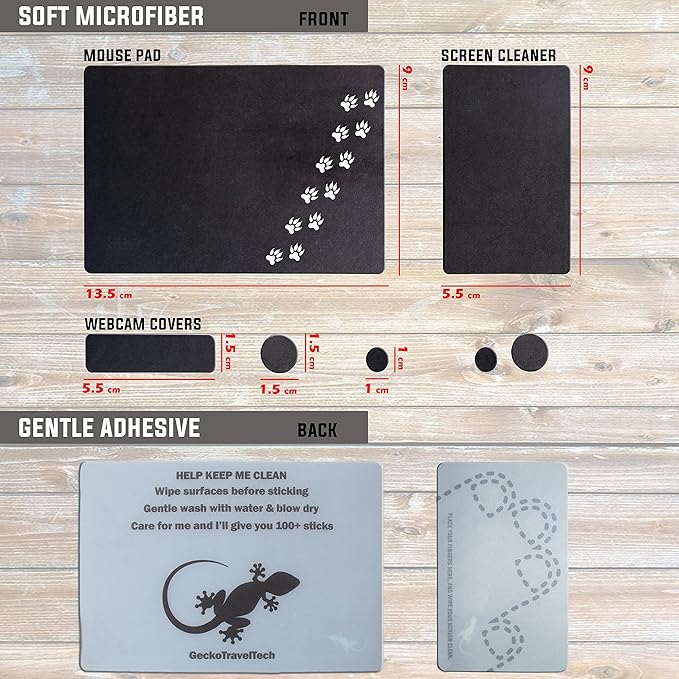 Mouse Pad Adhesive Bottom - Sticks to Any Surface - Portable - Webcam Covers and Screen Cleaner Included (Cat Paw)