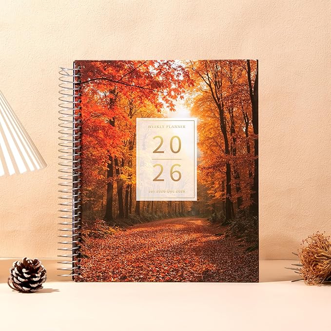 CAGIE 2026 planner Weekly and Monthly Jan 2026-Dec 2026 Hardcover Hourly Daily Planners for Women 26 Calendar Planner with Stickers Spiral Bound Yearly Agenda, 8.5 x 11