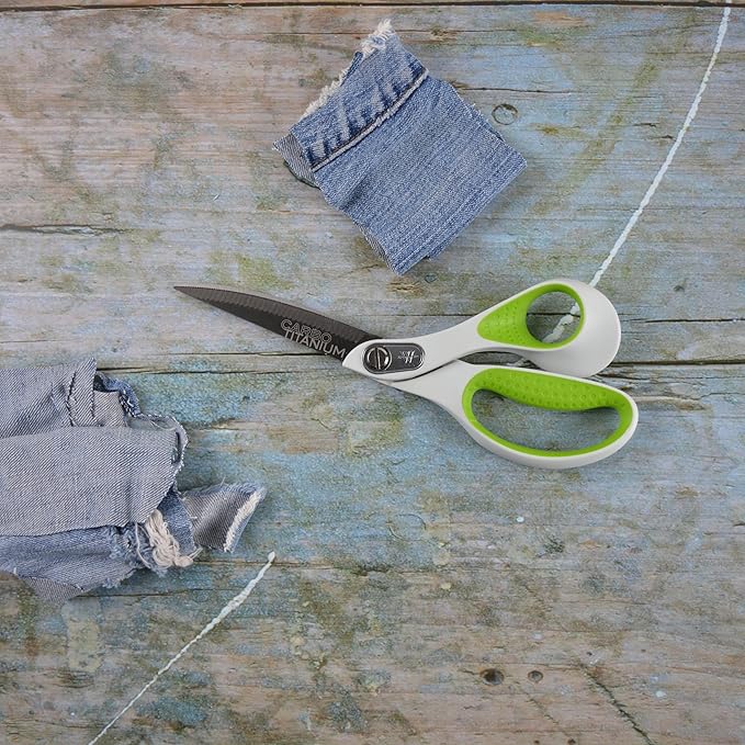 Westcott 9-Inch CarboTitanium Heavy Duty Fabric Scissors with Soft Bent Handle and Serrated Blade, Ideal for Sewing, Crafting, and Utility Fabrics