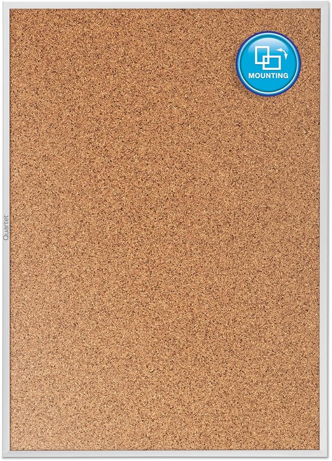 Quartet Cork Board, Bulletin Board, 3' x 2' Corkboard, Aluminum Frame (2303)