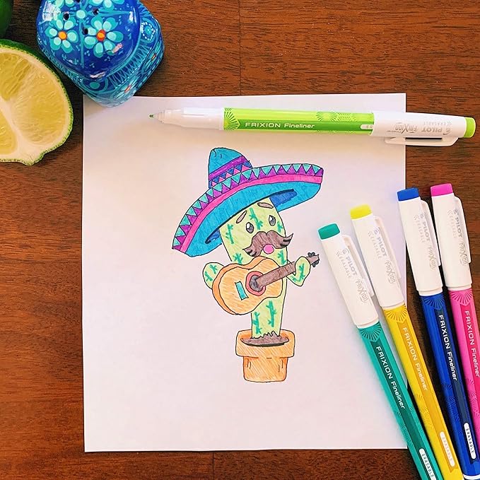 Pilot, FriXion Fineliner Erasable Marker Pens, Fine Point .5 mm, Pack of 10, Assorted Colors