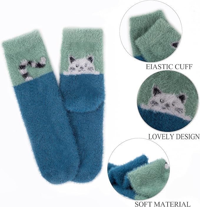 5 Pairs Fuzzy Soft Cozy Comfortable Socks for Women, Casual Sleep Comfy Socks, Perfect Warm Winter Gifts for Women