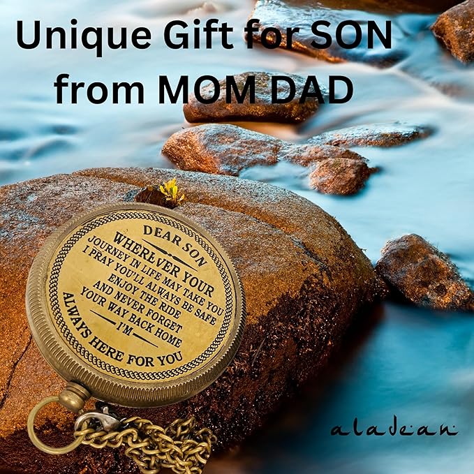 Gift for Son from Mom Dad | Engraved Compass 2" - Father to Son Gifts, Mom to Son Gifts for Graduation 2025, Birthday Baptism Confirmation Communion