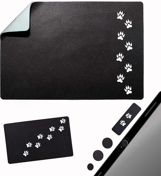 Mouse Pad Adhesive Bottom - Sticks to Any Surface - Portable - Webcam Covers and Screen Cleaner Included (Cat Paw)