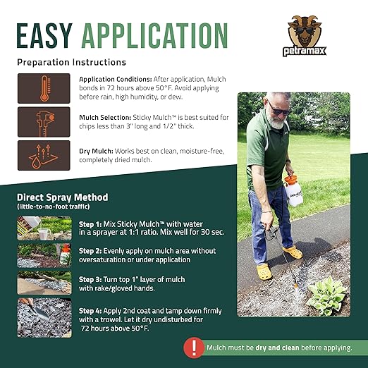 PetraMax Lockdown Sticky Mulch Glue (1 Gal) for Landscaping Bundle with HD101 1 Gallon Pump Garden Sprayer for Easy Hold Landscape