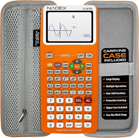 Scientific Calculator with Graphing, Includes Carrying Case, for College and High School Students, Calculus, Algebra, Geometry, Trigonometry, Statistics, Physics, Chemistry, Orange