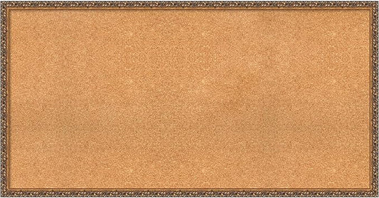 Amanti Art Natural Cork Board for Wall, 26x50 Vision Board with Bronze Frame, Oversize Corkboard Office Decor for Home Organization, Traditional Corkboard Pinboard to Display Items for Home