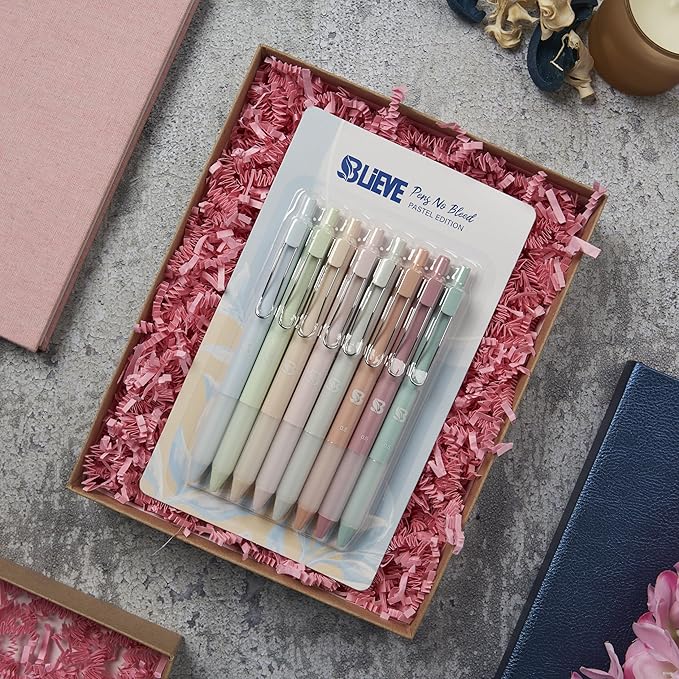 BLIEVE - Gel Pens Matte Finish, Smooth Writing, No Bleed - For Journaling, Bible Notes, Drawing - Cute School Supplies, 8 Pack (Pastel)