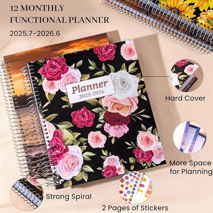 CAGIE Planner 2025-2026 July 2025-Jun 2026 for Women Daily Weekly and Monthly Planners Calendar Large Hourly 25-26 Yearly Academic Agenda with Stickers Hardcover, 8.5 x 11