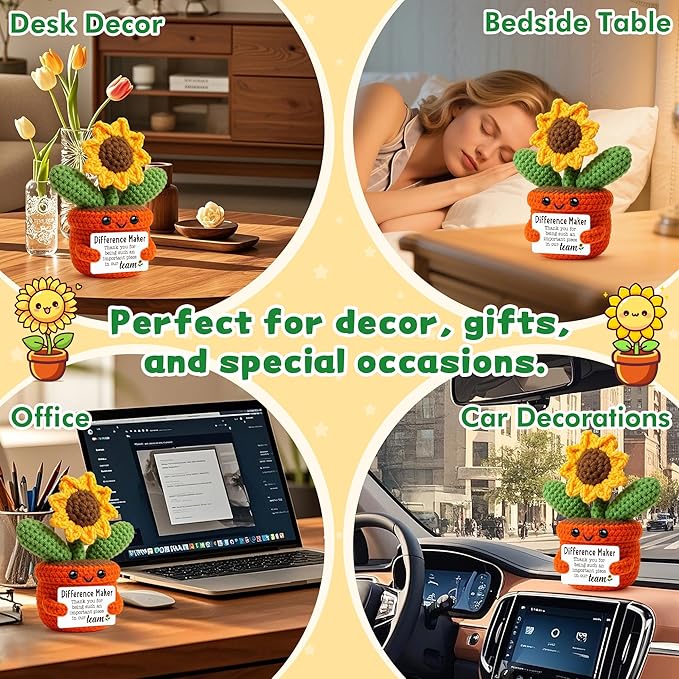 Cute Sunflower Keepsake, Employee Appreciation Gifts, Thank You Gift for Coworker Team Member, Inspirational Recognition Present for Women Men, Farewell Office Decor