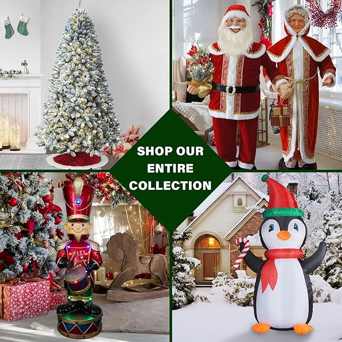 Fraser Hill Farm 50-in. Iron Santa Claus Holding Gift and Lantern with Removable Lawn Stake, Festive Holiday Decor, Indoor/Outdoor Christmas Decoration