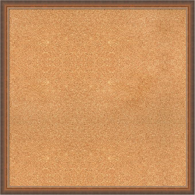 Amanti Art Natural Cork Board for Wall, 30x30 Vision Board with Bronze Frame, Large Corkboard Office Decor for Home Organization, Modern Corkboard Pinboard to Display Items for Home Organization in