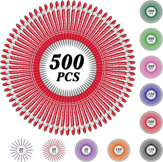 Max 500 Pcs Personalized Pens Bulk, Custom Pens with Free Engraving, Customized Stylus Tip Ballpoint Pen with Your Name Massage Text for School Office Business Graduation Anniversaries-500 Packs