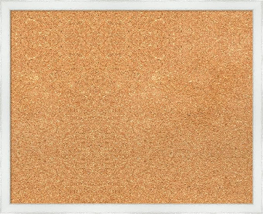 Amanti Art Natural Cork Board for Wall, 17x21 Vision Board with White Frame, Small Corkboard Office Decor for Home Organization, Country Rustic Corkboard Pinboard to Display Items for Home