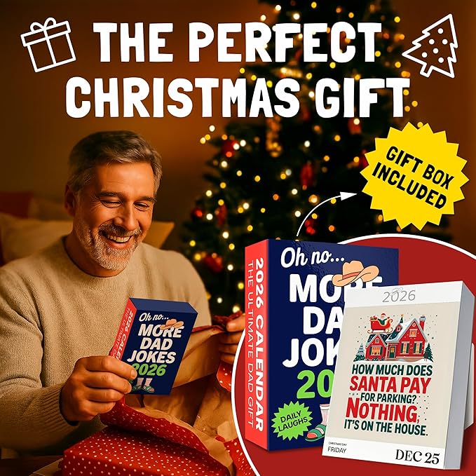 Dad Joke Desk Calendar 2026 - Funny Gifts for Dad, Page a Day Desk Calendar with 365 Daily Dad Jokes, White Elephant Gifts, Gifts for Men, Stocking Stuffers, Dad Christmas Gifts