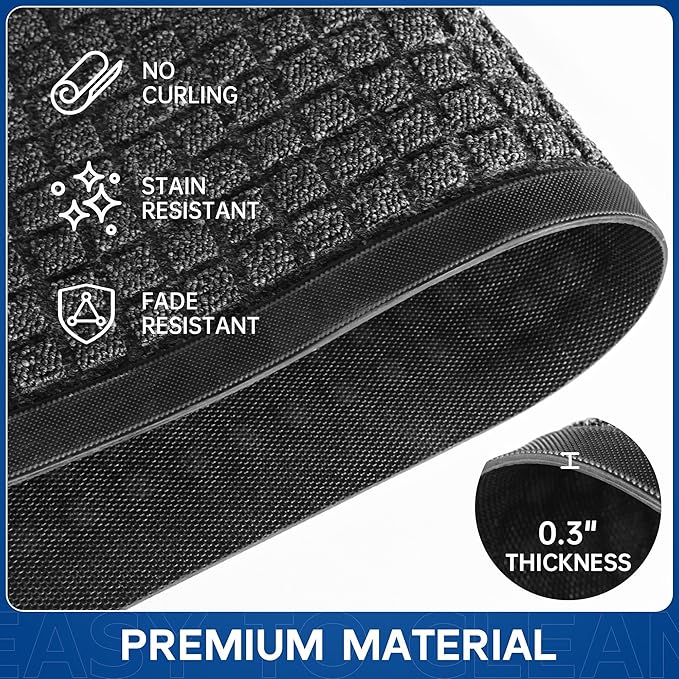 Durable Front Door Mat, 72" x 36" Heavy Duty Indoor Outdoor Doormat for Entryway, Non-Slip Rubber Backing, Stain and Fade Resistant Commercial Floor Mat for Home Office Entry