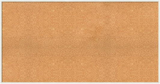 Amanti Art Natural Cork Board for Wall, 27x51 Vision Board with White Frame, Oversize Corkboard Office Decor for Home Organization, Modern Corkboard Pinboard to Display Items for Home Organization in