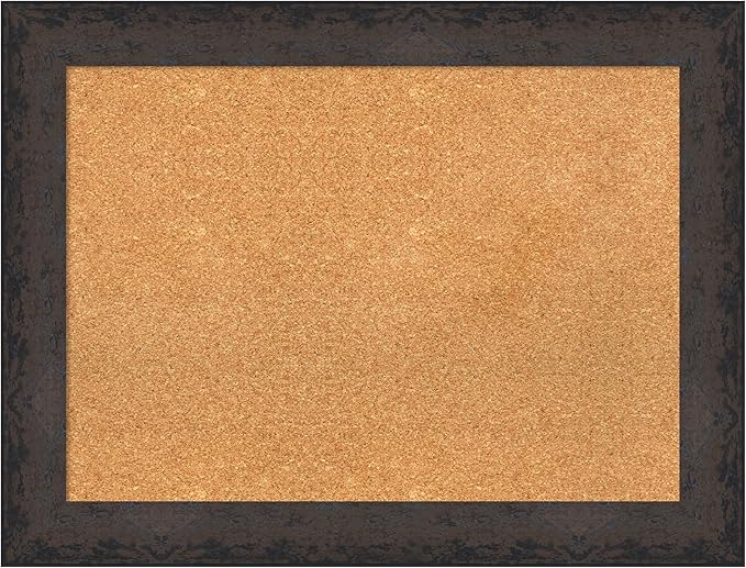 Amanti Art Natural Cork Board for Wall, 25x33 Vision Board with Black Wood Frame, Medium Corkboard Office Decor for Home Organization, Modern Contemporary Corkboard Pinboard to display items for home