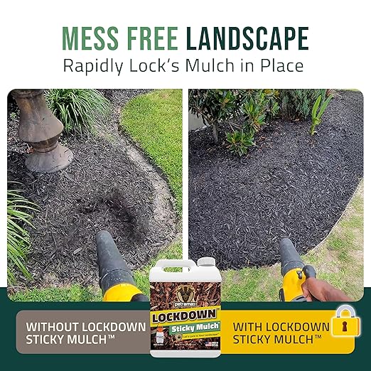 PetraMax Lockdown Sticky Mulch Glue (1 Gal) for Landscaping Bundle with HD101 1 Gallon Pump Garden Sprayer for Easy Hold Landscape