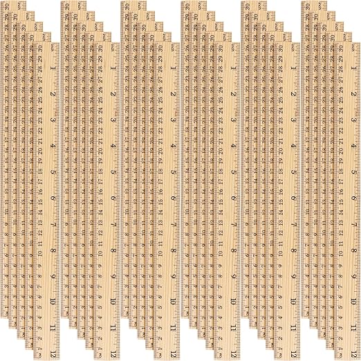 Zonon 30 Pcs 12 Inch Plastic Ruler Assorted Colors Ruler Bulk with Centimeters Millimeter and Inches Rulers First Day of School Gift for Kids School Classroom Office Supplies(Simple Color,Wood)