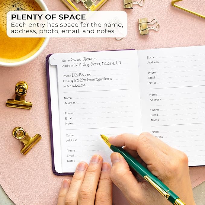 Clever Fox Address Book with alphabetic tabs - PU Leather Telephone and Address Book for Keeping Contacts Safe, Contact Organizer Journal, Small Size (4.0″ x 5.5″), Hardcover, Purple