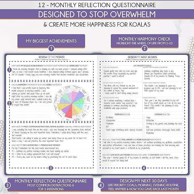 Life Planner - Gratitude Journal for Men & Women | Daily, Weekly & Monthly Planner with Budget Section, Time Blocking, Habit Tracker for Peace of Mind Planning to Increase Productivity & Happiness