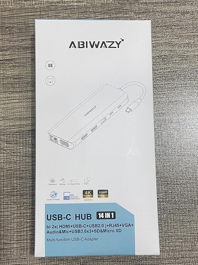 USB C Docking Station Dual Monitor for Dell/HP/Lenovo/Surface Laptop, 14 in 1 Triple Display Hub Multiple Adapter, Dongle with 2 HDMI 4K+VGA+5 Port+100W PD Charger+Ethernet+SD/TF+Audio