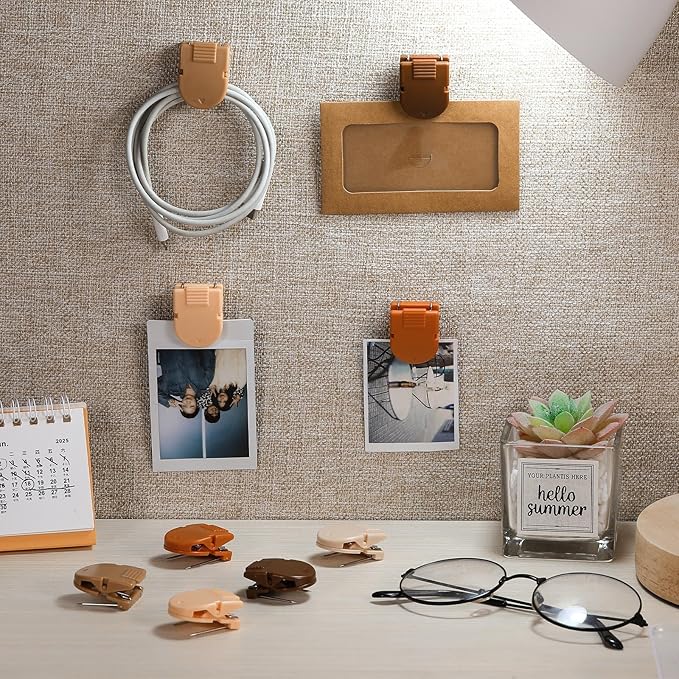 15 Pcs Cubicle Clips Fabric Panel Cubicle Accessories Fabric Partition Panel Wall Clip Office Photos Wall for Notes Memos Standard Size, 40-Sheet Capacity (Brown)