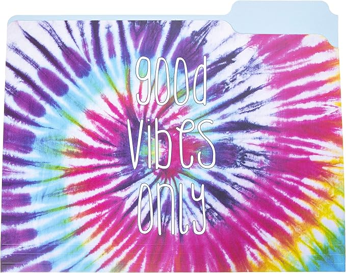 Graphique "Tie Dye" File Folder Set – File Set Includes 9 Folders and 3 Unique Go-Getter Designs, Embellished w/Gold Foil on Durable Triple-Scored Coated Cardstock
