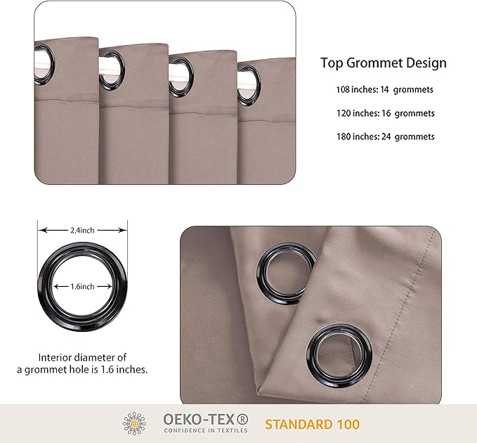 BONZER Room Divider Curtain Total Privacy Wall Noise Reducing Extra Wide Blackout Curtains for Patio Sliding Glass Door, 96L x 150W Inch (8L x 12.5W ft), 1 Panel, Khaki