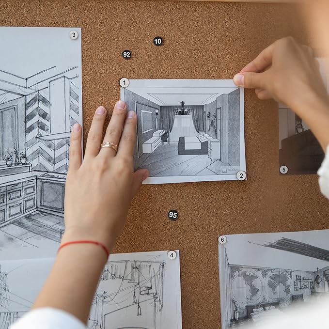 souG 200pcs Numbered Push Pin Tacks, 1-100 Sequential Number Tacks Push Pins, 11mm Diameter 16mm Length Thumbtacks for Maps, Presentations, Photo, Poster (Black and White)