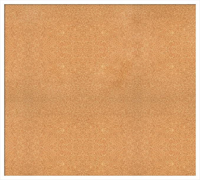Amanti Art Natural Cork Board for Wall, 35x39 Vision Board with White Frame, Oversize Corkboard Office Decor for Home Organization, Modern Corkboard Pinboard to Display Items for Home Organization in