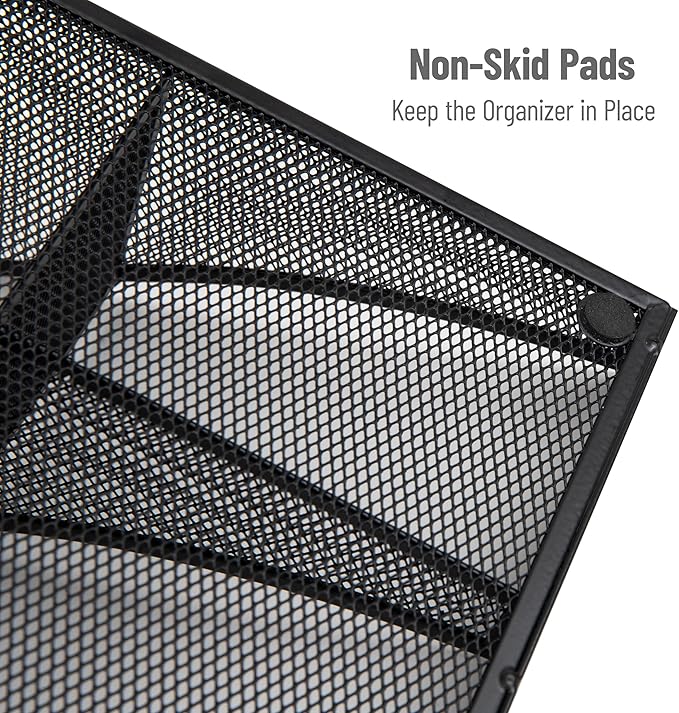 Mind Reader Countertop Organizer, 2-Tier Office Breakroom Supply Caddy, Metal Mesh, Black