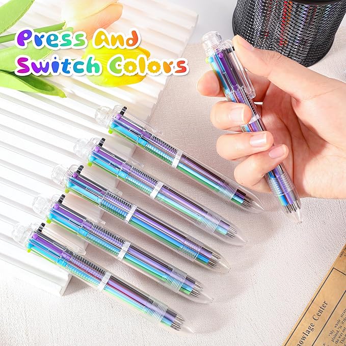 30 PCS 6-in-1 Multicolor Ballpoint Pens 0.5mm Party Favors 6 Colors Retractable Multicolor Pen for Office School Supplies Kids Students Children Birthday Party Favors Gifts Fun Pens (30)