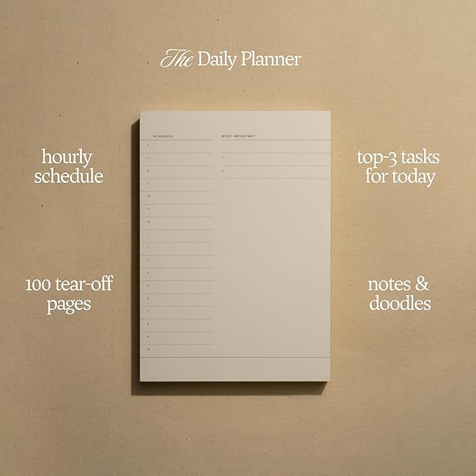 Daily and Weekly To-Do List Notepad – Desk Pad for Work and Study, Minimal, 8x6 Inches