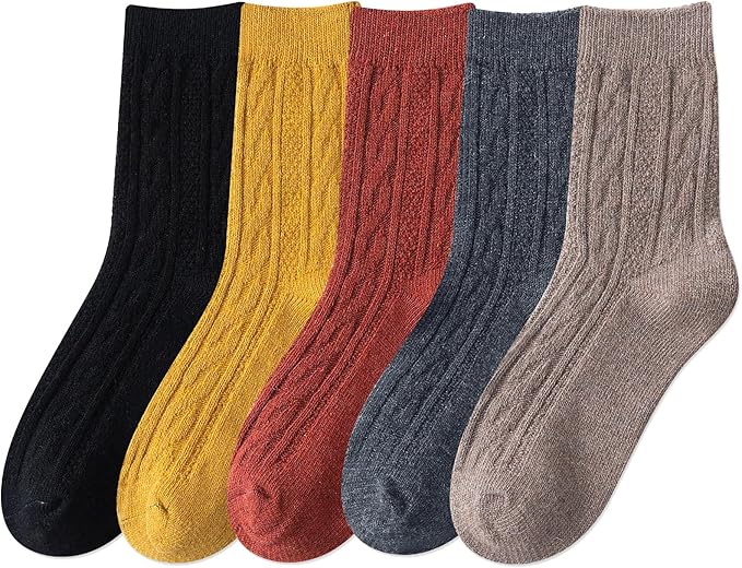 IIG Cute Warm Wool Socks for Women Super Cozy Thick Crew Winter Socks Gifts, 5 Pairs