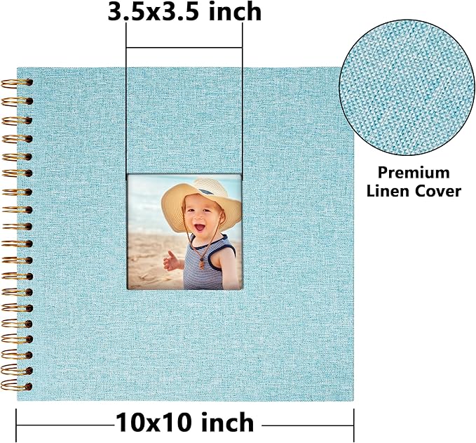 Vienrose Scrapbook 10x10 Inch Hardcover Kraft White Pages DIY Scrapbook Photo Album Linen Cover Scrap Book Photo Albums Scrapbooking Supplies Kit for Couple Family Wedding Travel