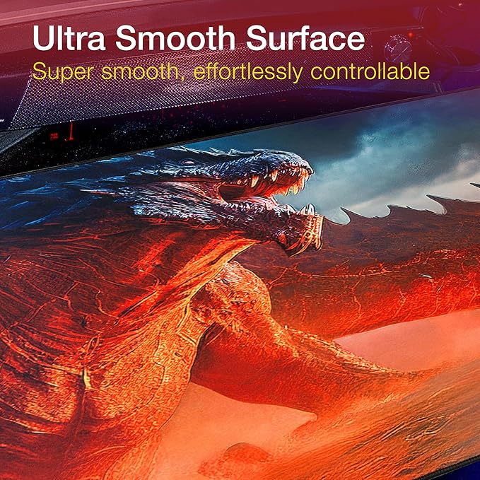 GUNMJO Dragon on fire Extended Gaming Mouse Pad, Ultra-Smooth Surface for Pixel-Precise Mouse Control, Durable Anti-Fray Stitching, Non-Slip Rubber Base, for Gamer, Office & Home, Light & Portable