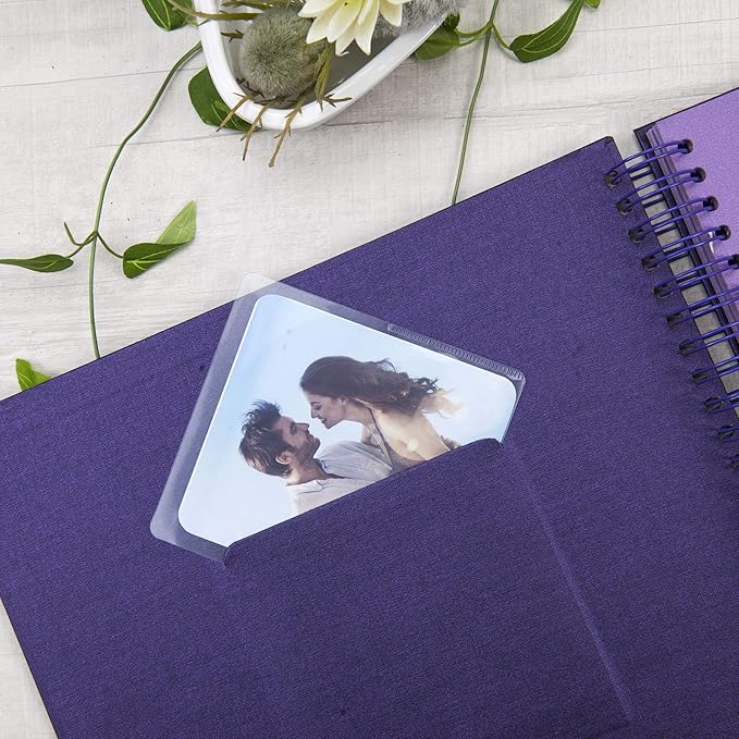 12 x 12 Inch Large DIY Scrapbook Photo Album with Window Design Cover 80 Pages Craft Paper Memory Book for Weeding Anniversary Travel and Baby (Purple)