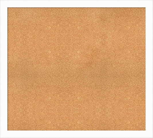 Amanti Art Natural Cork Board for Wall, 37x41 Vision Board with White Frame, Oversize Corkboard Office Decor for Home Organization, Casual Corkboard Pinboard to Display Items for Home Organization in