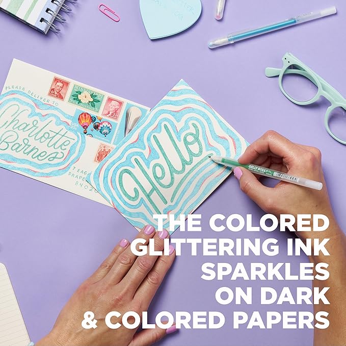 SAKURA Gelly Roll Stardust Glitter Gel Pens - Bold Point Ink Pen for Lettering, Drawing, Invitations, & Stationery - Assorted Colored Ink - Bold Line - 16 Pack