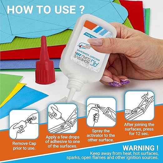 Adhesive Guru CA Glue with Activator Woodworking (72 x 0.9 oz - 72 x 3.38 fl oz) Ca Glue for Woodworking, Cyanoacrylate Glue and Activator (72 Pack)